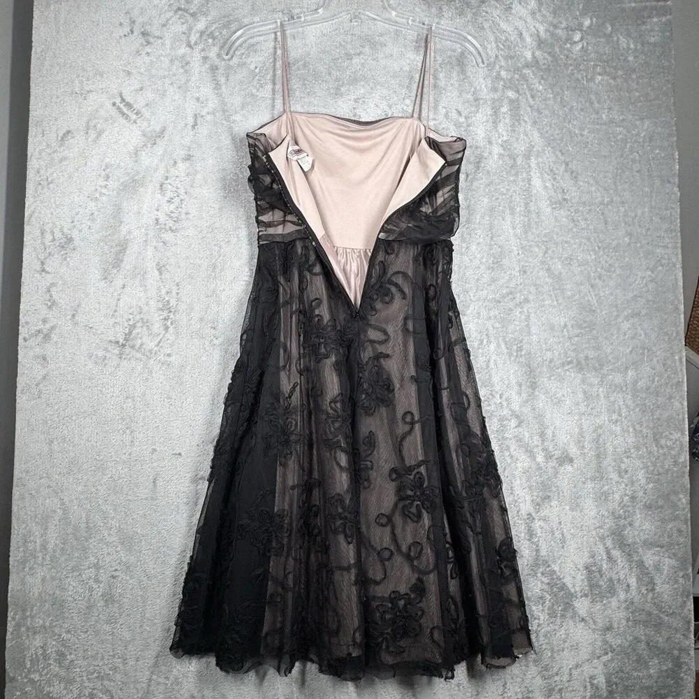 Jessica‎ Howard Dress Womens 12 Black Illusion Lace Dark Fairy Balletcore Retro